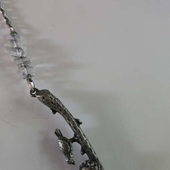 Vintage Pewter Crystal Intricate Long Necklace - Picture 6 of 9
